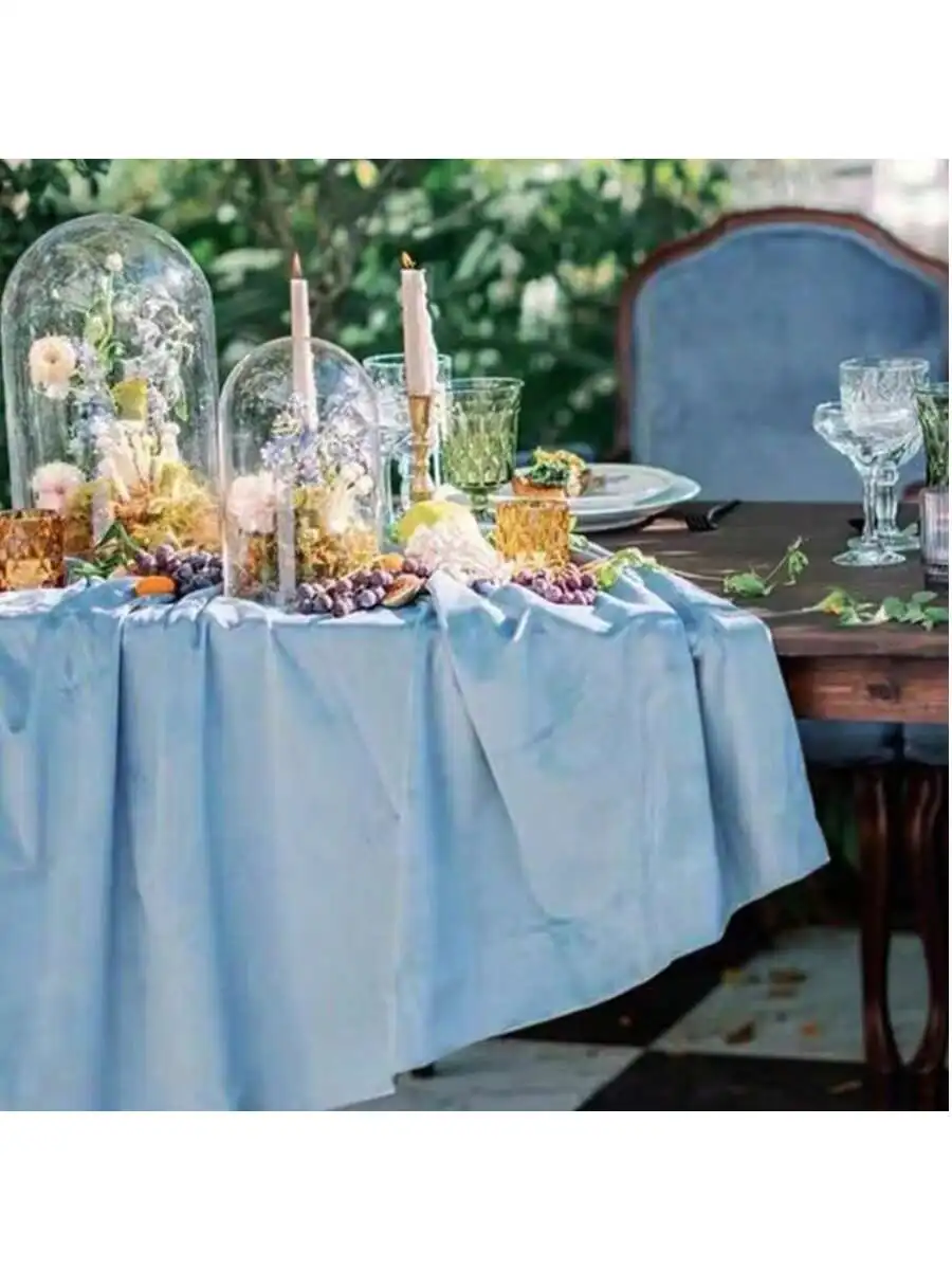 1 pc Blue Classic Comfortable Skin Friendly Flannelette Tablecloth for Valentine's Day Wedding /Family Decoration 4