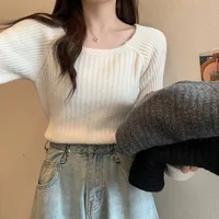 Lazy side wind restoring ancient ways led lantern sleeve sweater women cultivate one's morality show thin sweater niche western - Image 3