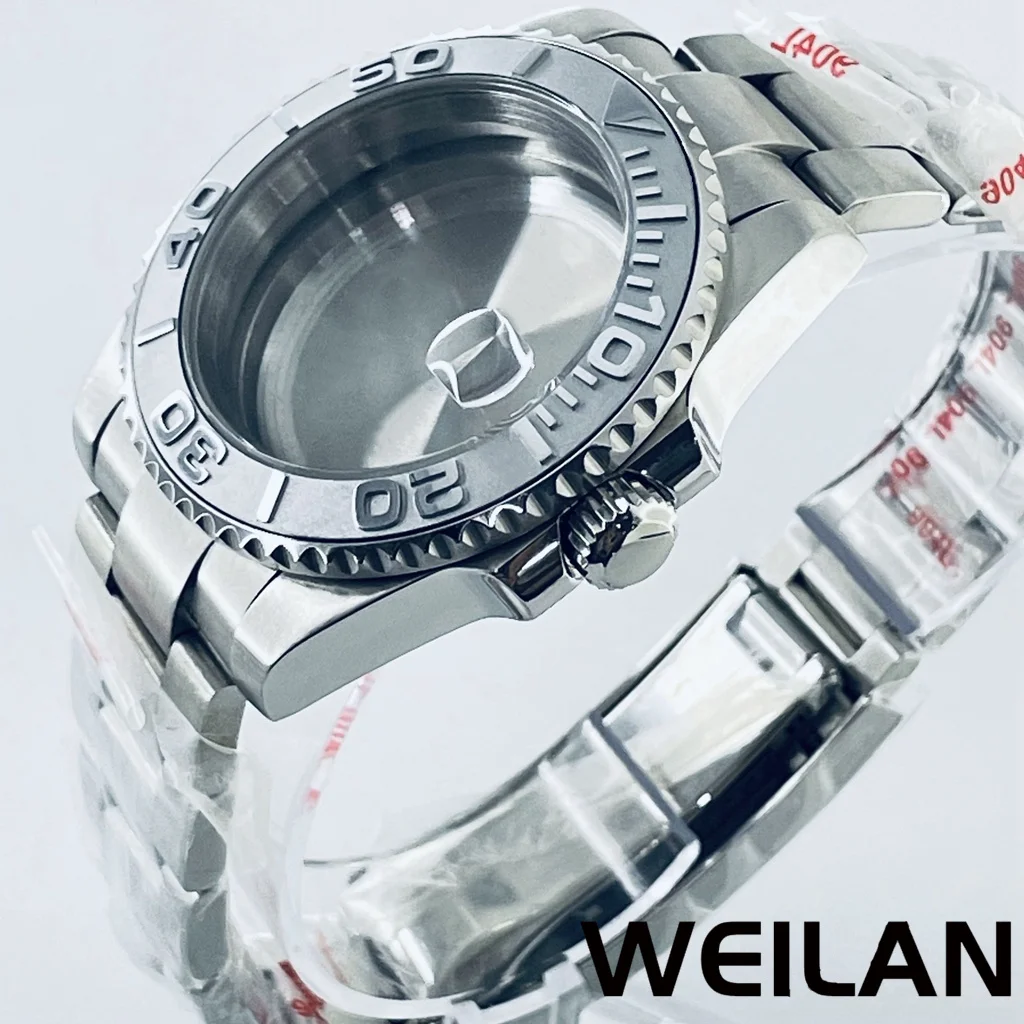 Silver Watch Case with Ceramic Bezel and Sapphire Crystal