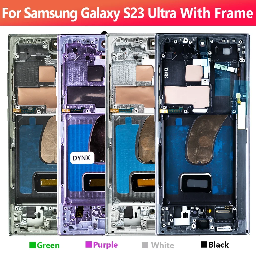미국 AMOLED S23 울트라 스크린 어셈블리, 삼성 갤럭시 S23 울트라 S918B S918B/DS LCD 디스플레이 디지털 터치 스크린 프레임 포함