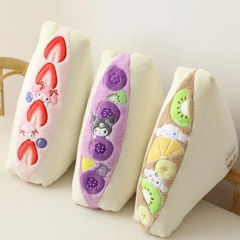 Sanrio Sandwich Shape Plush Pillow Kuromi My Melody Cinnamoroll Fruits Sandwich Cartoon Bolster Toys Home Decor Birthday Gift plush toys