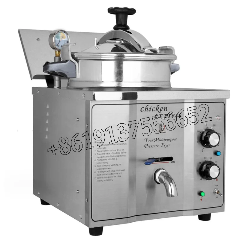 Pressure Fryer High Voltage American 110v Commercial Stainless Steel Electric Heating Tabletop Fried Chicken Stove Pot 4