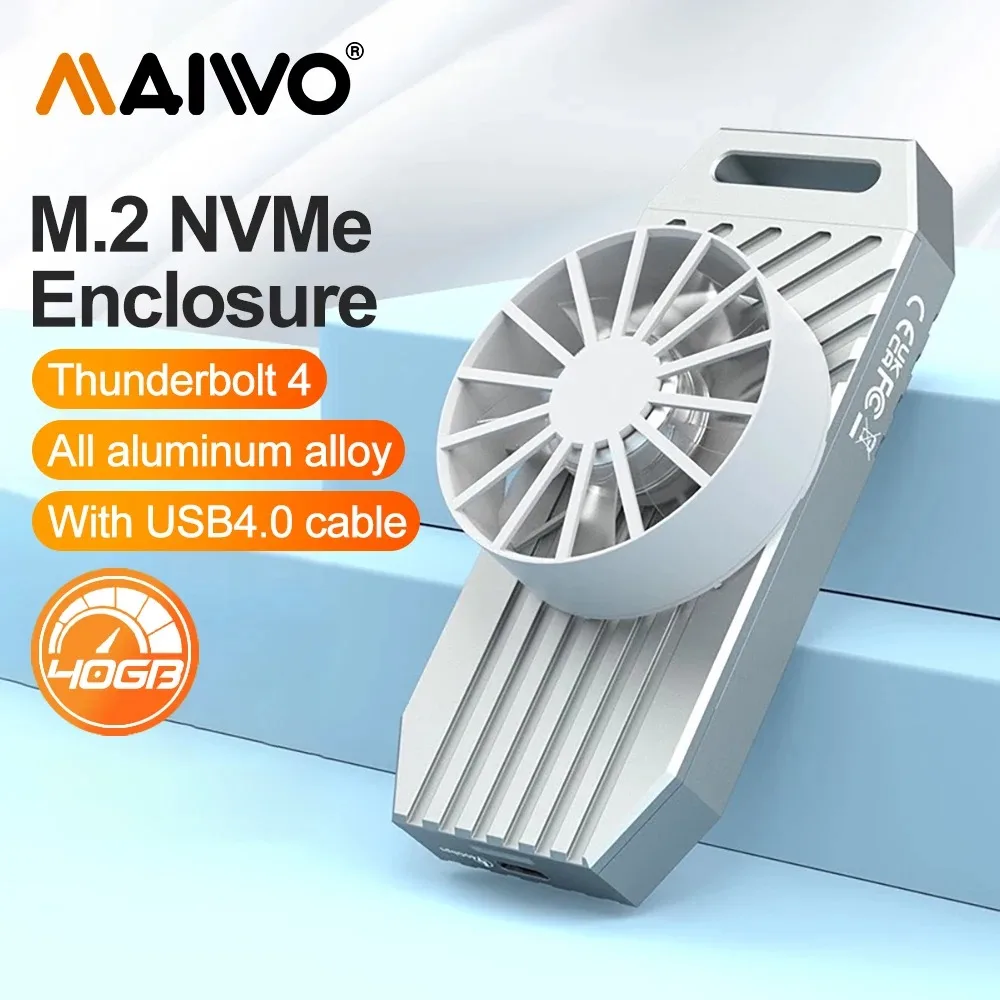 Maiwo-nvme M.2 Ssd Enclosure Alumínio m2 Case Externo Compatível com Thunderbolt Tipo-c 40gbps