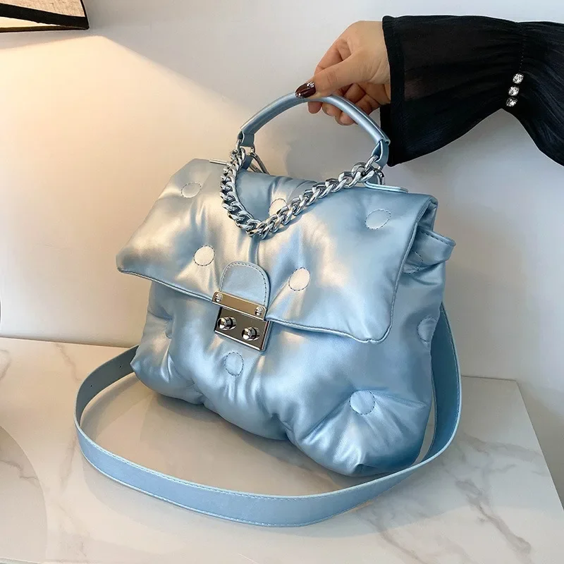 Designer Down Jacket Shoulder Bags for Women Luxury Chain Handbags Female Crossbody Bags Korea Fashion Pleated Cloud Bags
