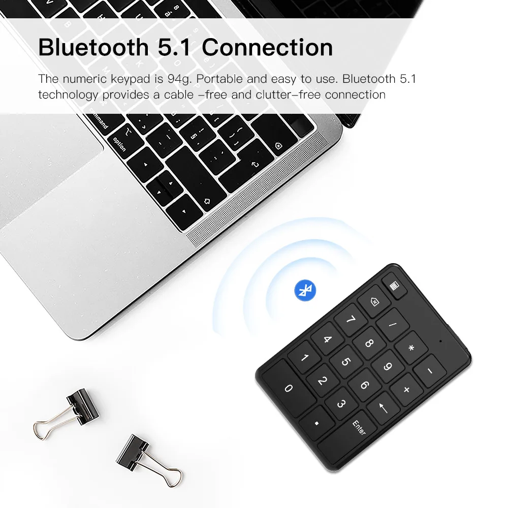 Teclado Numérico sem Fio para Laptop 19 Chaves Bluetooth Teclado Almofadas Numéricas Botão da Bateria Portátil Financeiro qc - Imagem 3