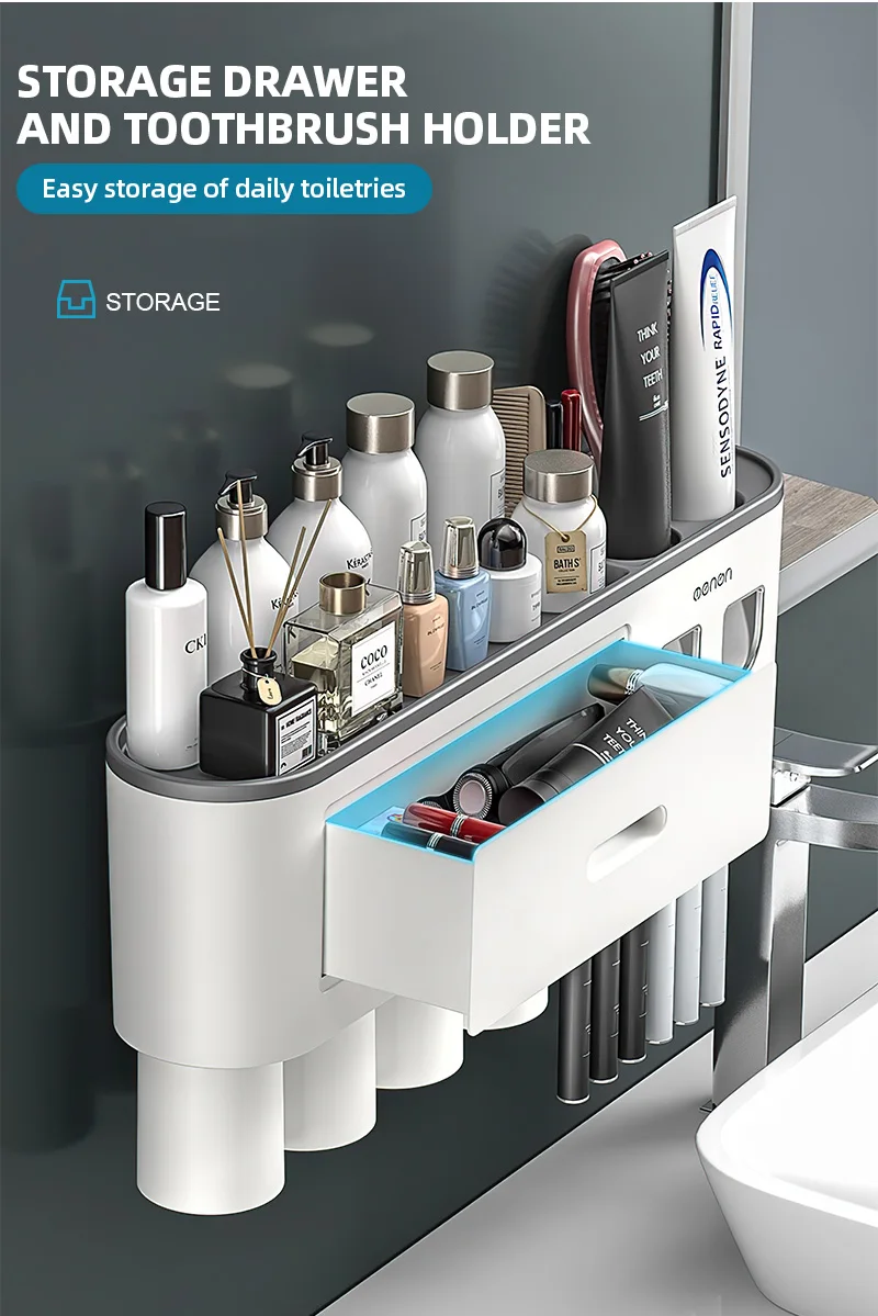 Hands Free Toothpaste Dispenser With Storage