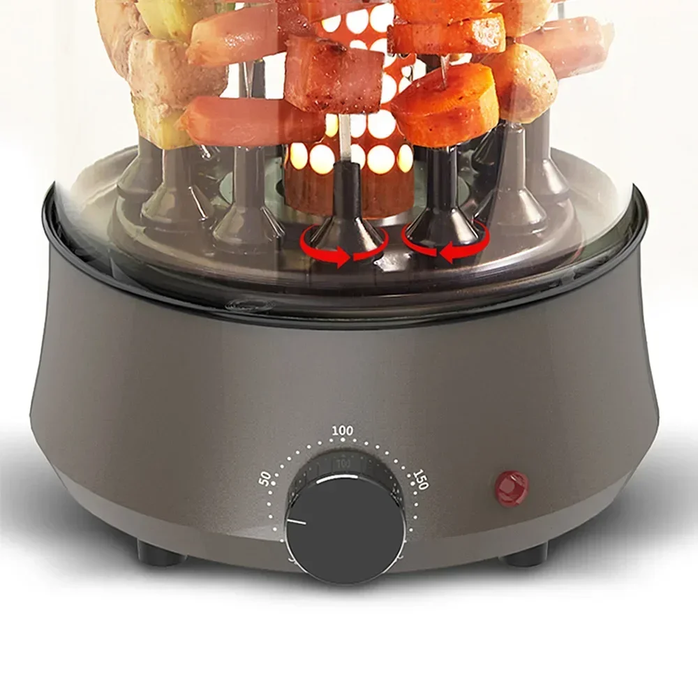 Electric Barbecue Grill Skewers Household Automatic Rotating Indoor Small Smokeless Barbecue Cup Temperature Adjustment 3