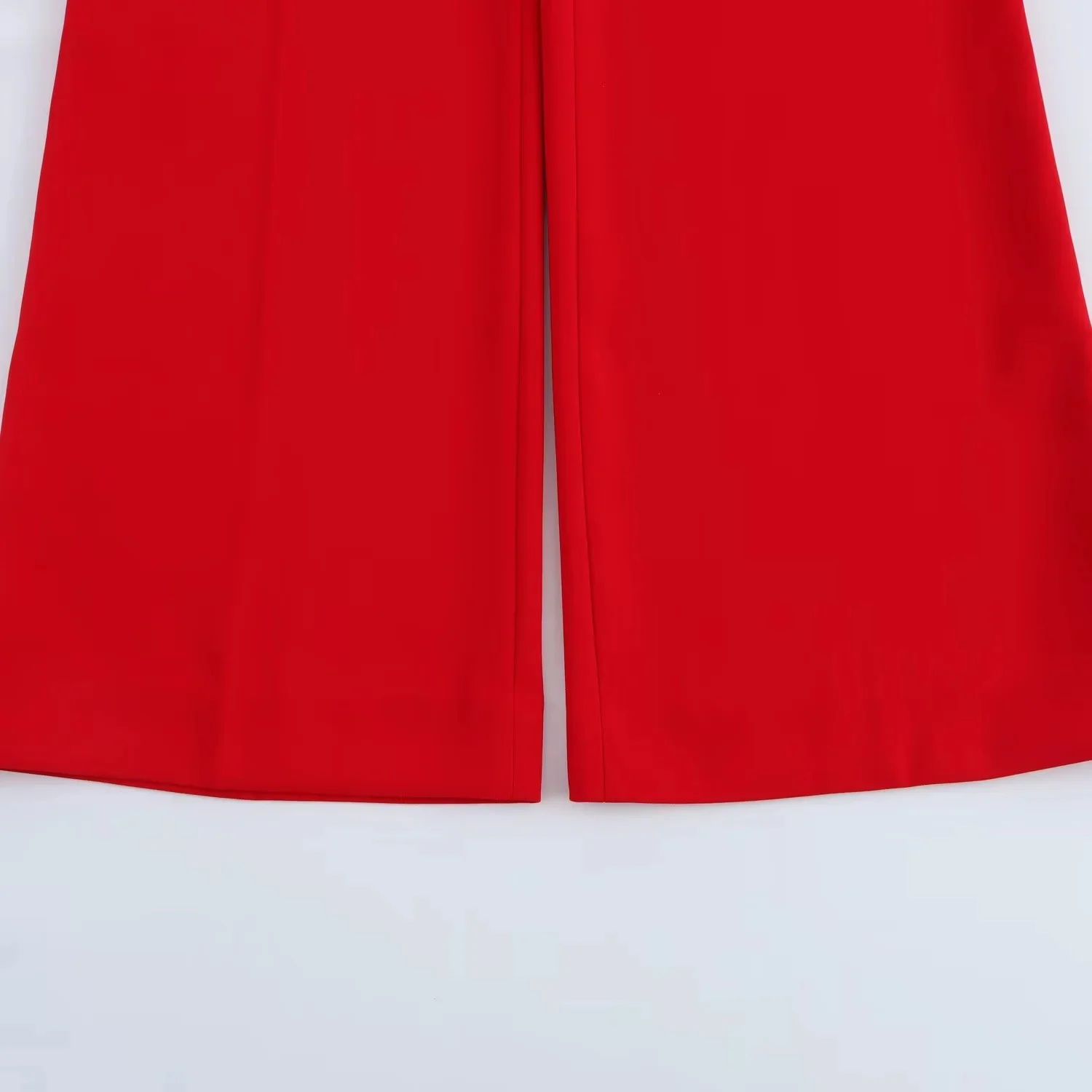 Lady Chic Red Vest Blazer Suit V Neck Sashes Sleeveless Blazer High Waist Wide Leg Pants Fashion Summer Sets