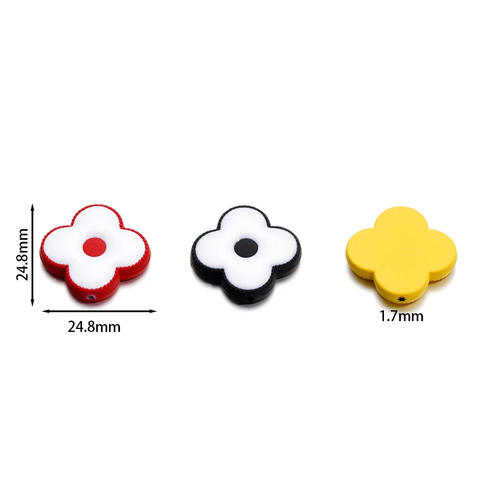 10 Stück/Los 24,8mm Acryl niedlichen Cartoon Blumen form lose Abstand halter Perlen für Schmuck machen DIY handgemachte Armband Zubehör – Detail 2