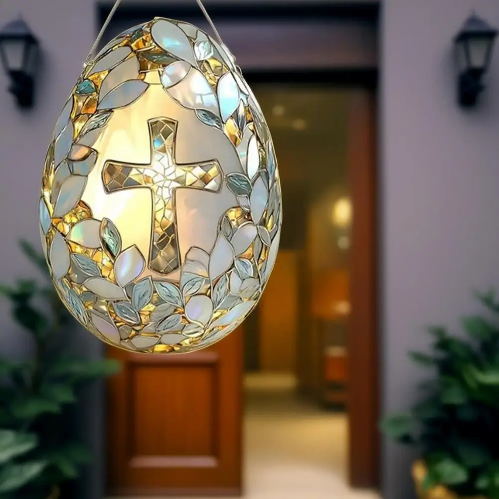Easter Cross Egg Suncatcher Wall Hangable Colored Decor Window Decor Hangable Art For Indoor Outdoor