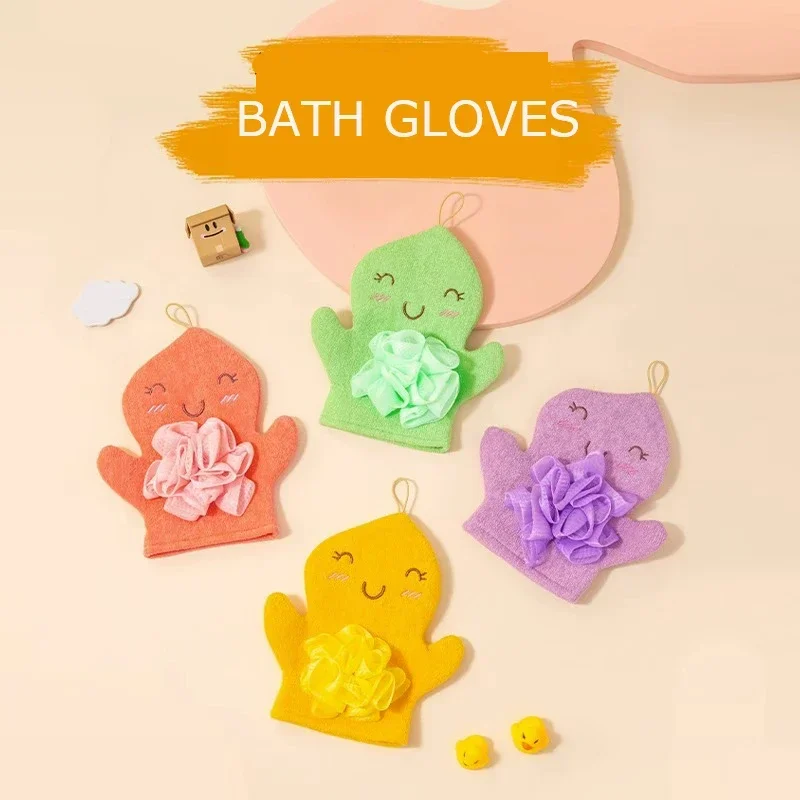 Baby Bath Gloves Cartoon Animal Shape Shower Gloves Washcloth Bathing Children Shower Massage Accessories