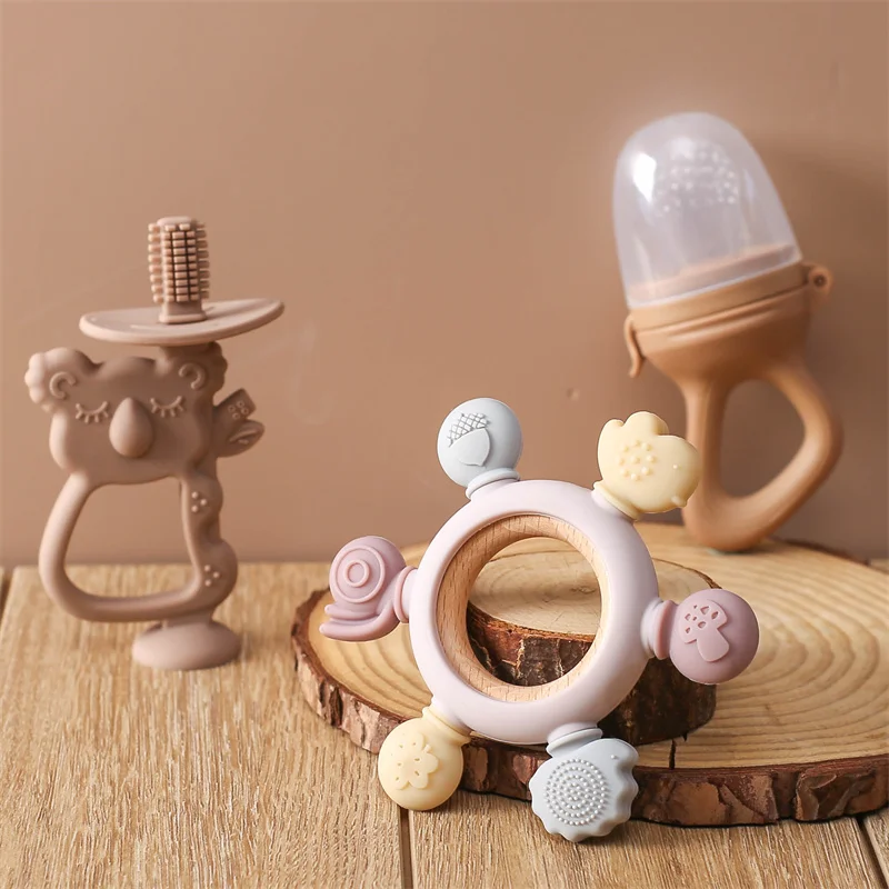 1Set Baby Silicone Koala Training Toothbrush Food Grade Silicone Toddler Teether Chew Toys Handle Teether Toy For Newborn Gift