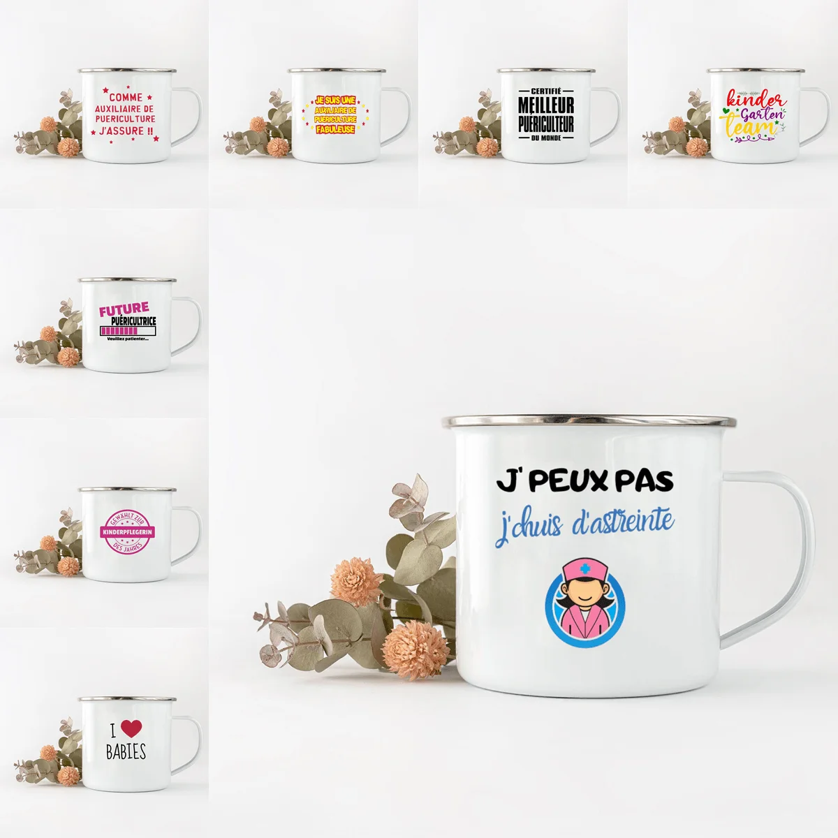 

Personalized Nursery Teacher Enamel Coffee Mug Cups With Handle Cup School Home Drinkware Appreciation Gifts for Teachers