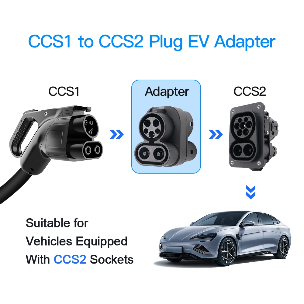 250A CCS1 To CCS2 EV Charging Adapter Fast Charging CCS1 On Public Station For Electric Vehicle Cars