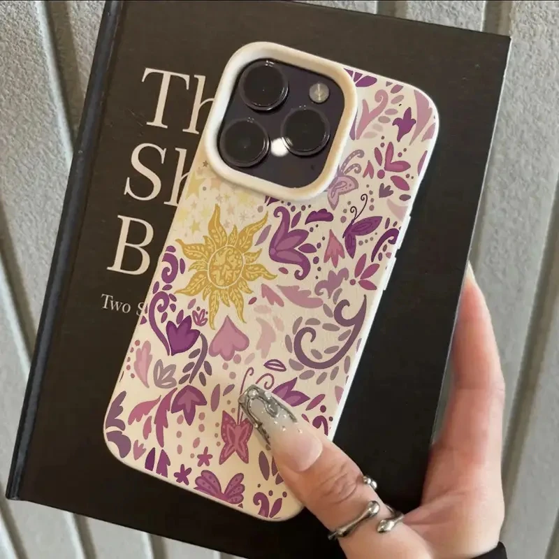 Purple Sun Leaf Lichee Pattern Silicone Phone Case Cover