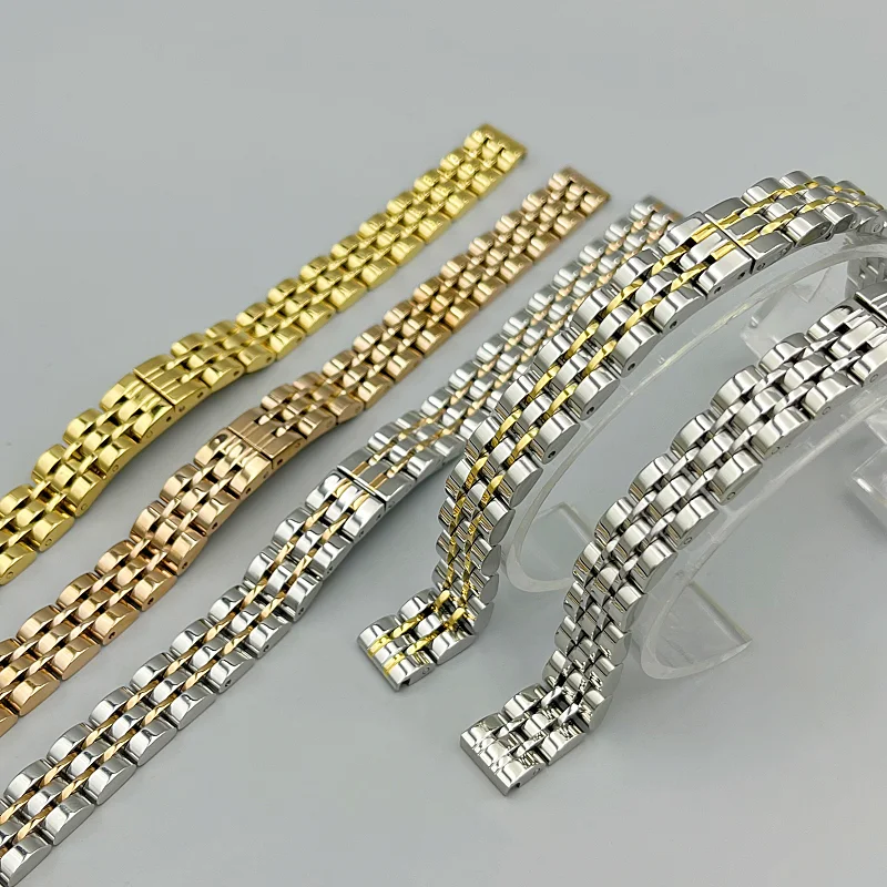 Elegant Solid Metal Polished Watchbands - Silver, Gold, Rose Gold Stainless Steel Bracelet Strap
