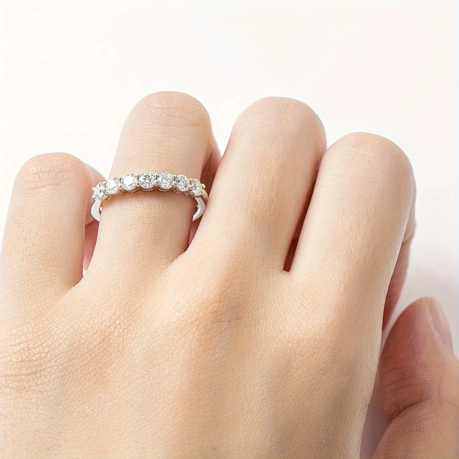 Wedding Band Half Eternity Stackable Engagement Ring D Color VVS1 Lab Created Hand towel holder Towel holder bathroom