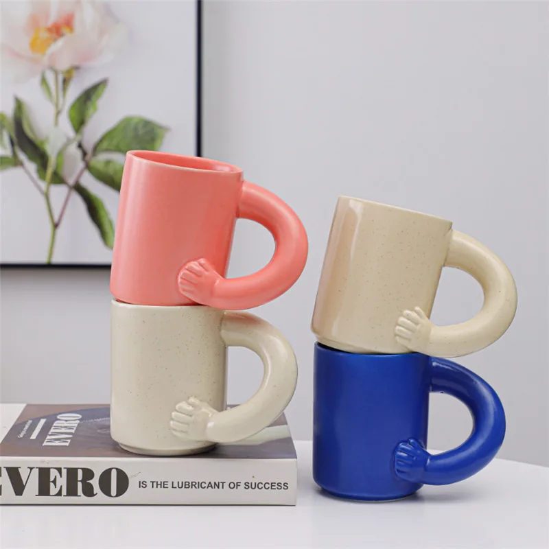 

Janpanese Style Creative Coffee Mug Brief Solid Color Handgrip Water Cup Large Capacity Couple Breakfast Milk Cups
