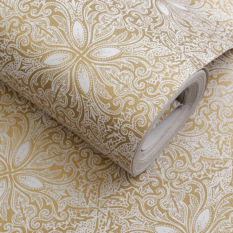 Self Adhesive Vintage Gold Floral Wallpaper Drawer Shelf Liner Vinyl Contact Paper for Walls Cabinets Dresser Kitchen Furniture 60 150cm drawer mat oil proof moisture kitchen table shelf liner mats cupboards pad paper non slip waterproof closet placemat