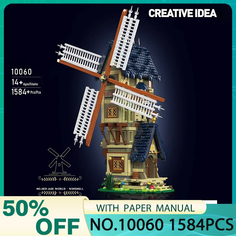 

MOULD KING 10060 MOC Modular Building Blocks Mid-Centuty Windmill Bricks Puzzle Toy Christmas Gifts For Kids