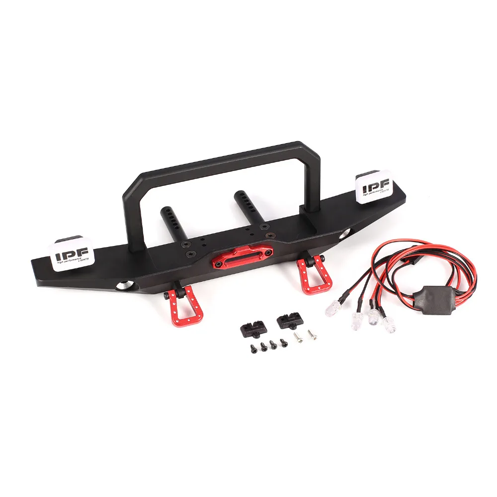 

Metal Front Bumper + LED Light RC Car Parts Accessories for 1/10 Scale Axial 4WD SCX10 Traxxas TRX-4 D90 RC Rock Crawler