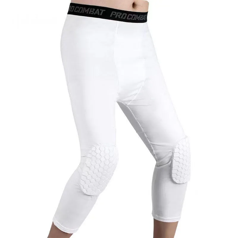 2024 new Basketball Tight Anti-collision Pants Men's Cropped Honeycomb Sports Leggings Knee Sports Protector Playing Equipment