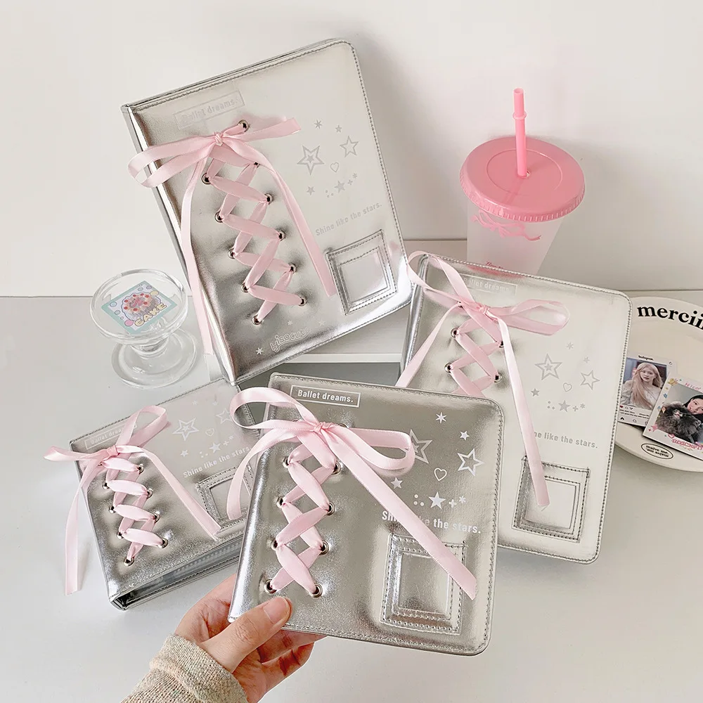 Elegant Ballet Bow Silver DIY Binder Photocard Album and Stationery Cover