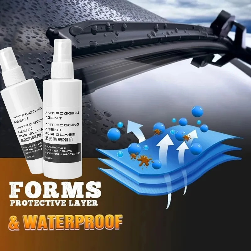 Car Anti Fog Spray Rain Repellent Long Lasting Windshield Waterproof Coating for Front/Rear/Side Windows and Mirrors with Towel
