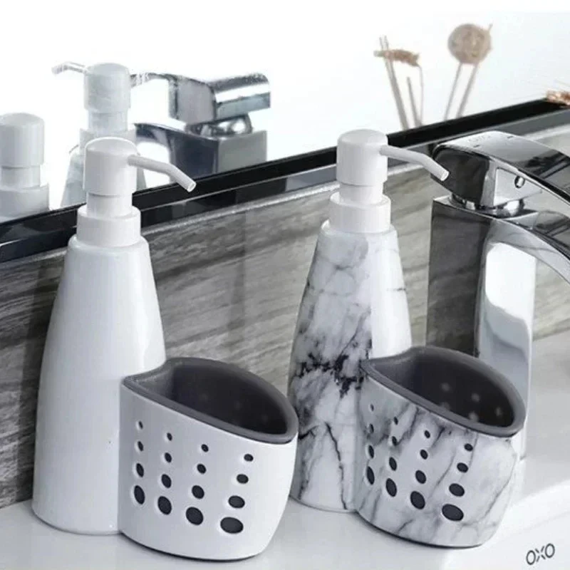 Fashionable Bathroom/Kitchen Soap Dispenser with Sponge Holder - Stylish, Functional & Space-Saving Design for Easy Cleaning