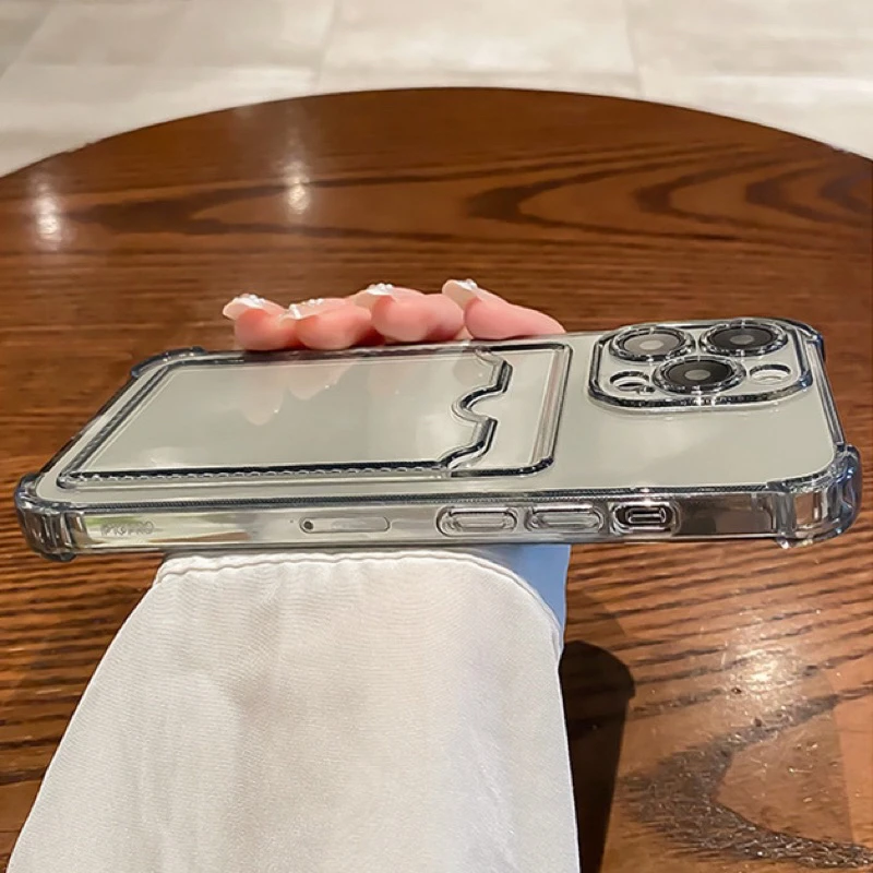 Durable Clear Shockproof Soft TPU Card Holder Phone Case