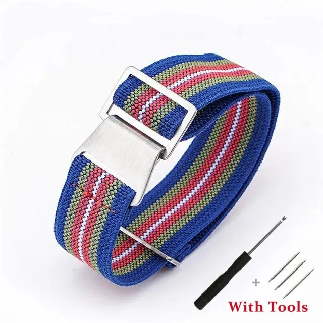 Elastic Nylon Watch Strap Replacement - Universal Waterproof Sport Bracelet Accessories with Tool