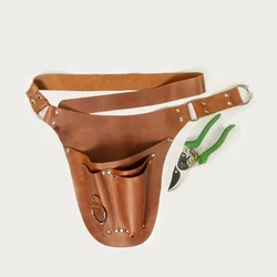 Adjustable PU Leather Garden Tool Storage Apron with Multi - Pocket Design (Brown)
