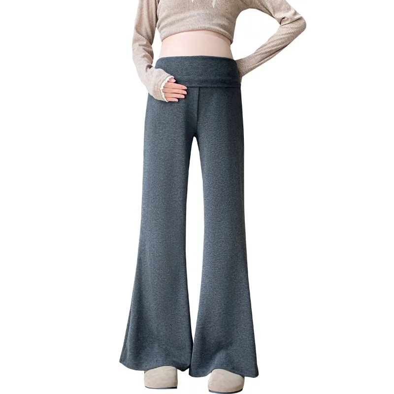 임산부 바지 가을 겨울 캐시미어 니트 배 받침대 없는 아우터 임산부용 긴 바지 편안한 면 폴리에스터