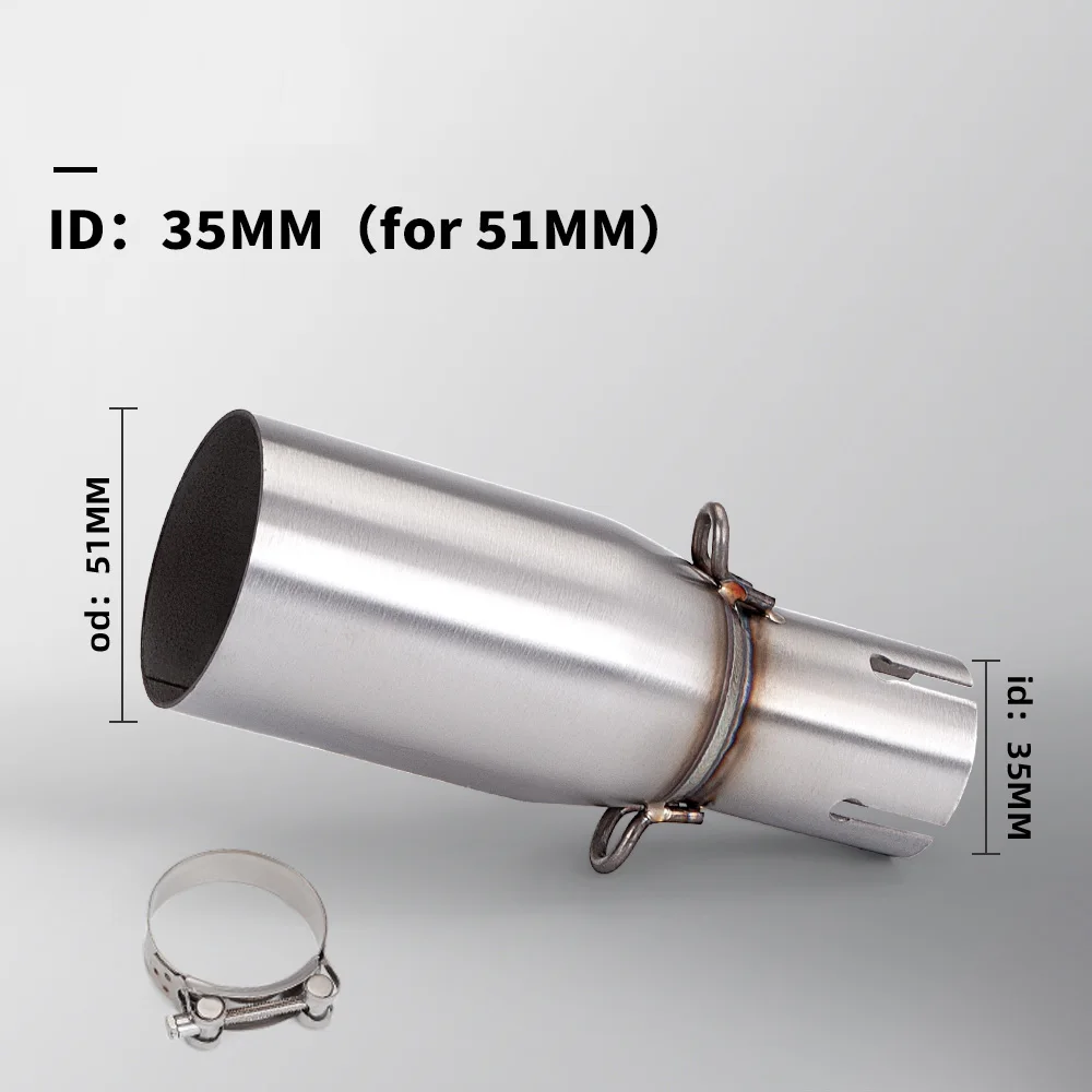 Universal Intermediate Link Pipe for Motorcycles - 51mm Diameter, Multiple Size Options