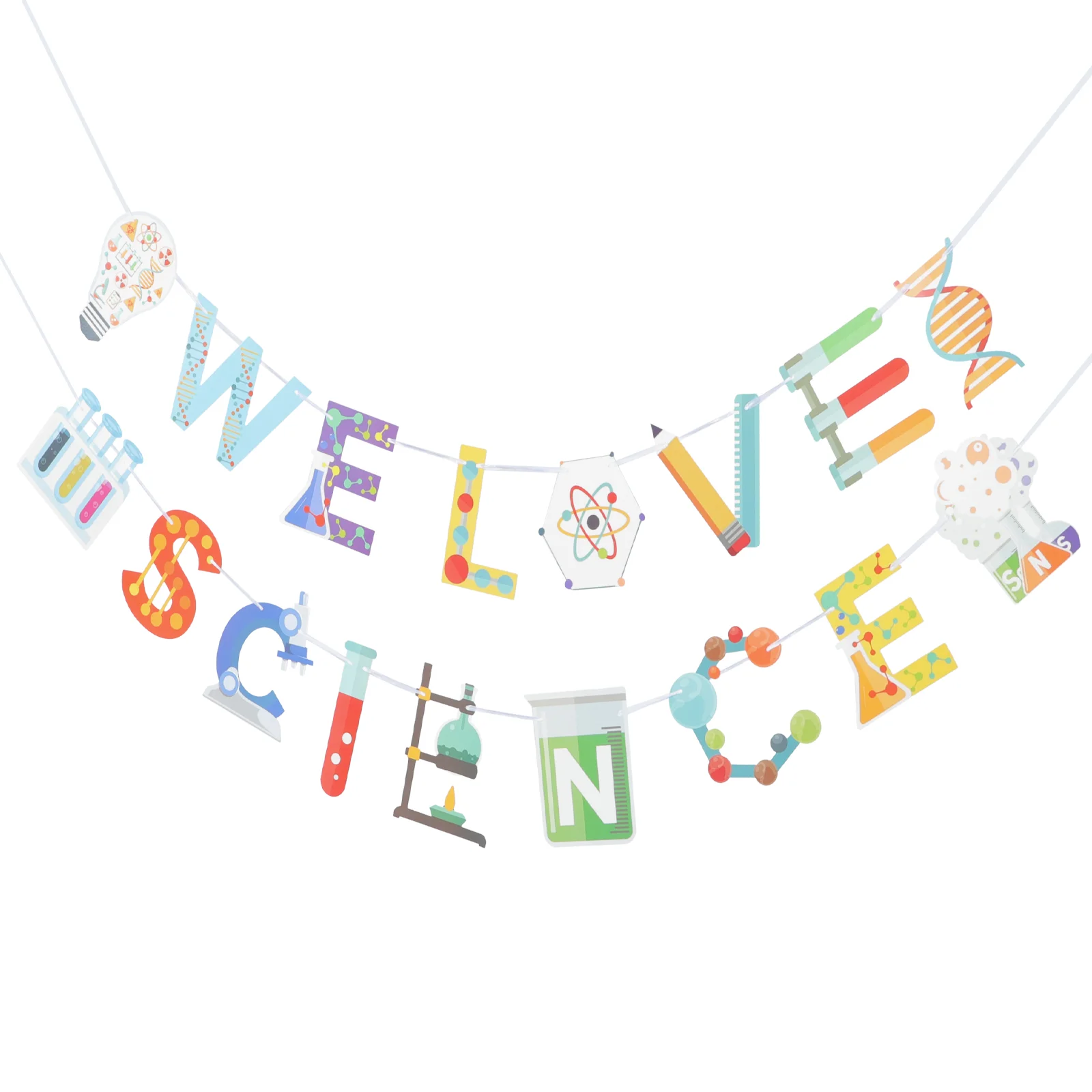 

2 Pcs The Banner Science Theme Hanging Flag School Banners Paper Birthday