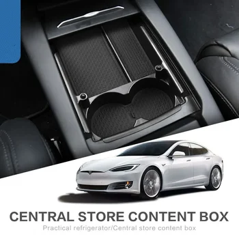 For Tesla Model S Model X Accessories Center Console ABS Tray Organizer Central Armrest Lower Storage Box органайзер 자동차용품 1