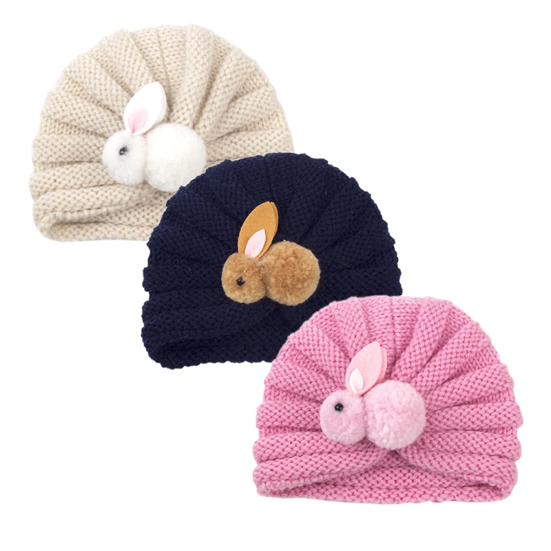 

Knitted Winter Baby Hat for Girl Boy Candy Color Bonnet Enfant Cute Rabbit Beanie Baby Turban Hats Newborn Toddler Headwraps Cap