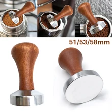 

51mm/53mm/58mm Espresso Coffee Tamper Aluminum Coffee Distributor leveler Tool Bean Press Hammer with Wooden Handle for Baristal