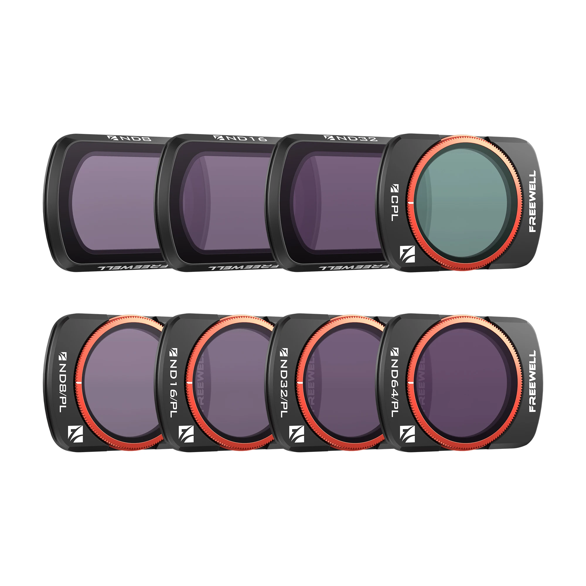 Freewell 8er-Pack Kamerafilter-Set ND/PL, ND, CPL Filter für DJI Osmo Pocket 3/Pocket 4 Ihre Aufnahmen mit einfacher magnetischer Installation