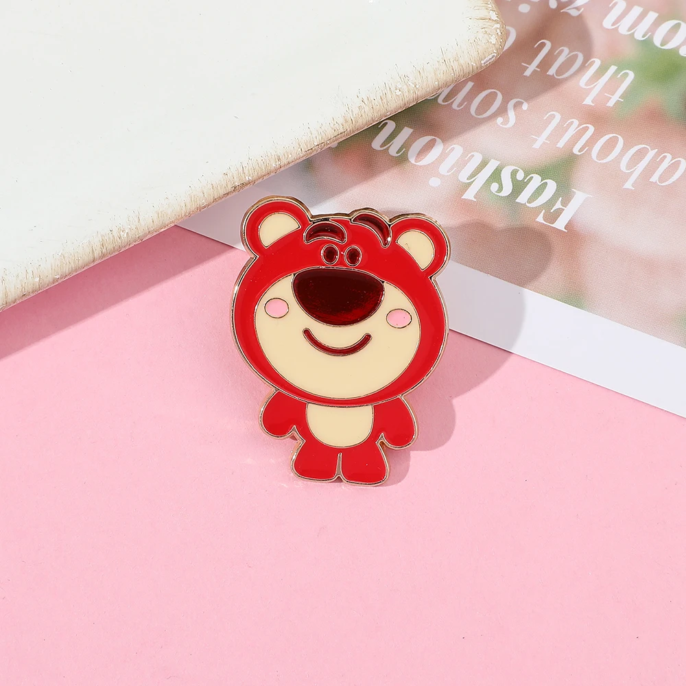 Disney Cartoon Toy Story Lotso Bear Brooch Kawaii Pink Bear