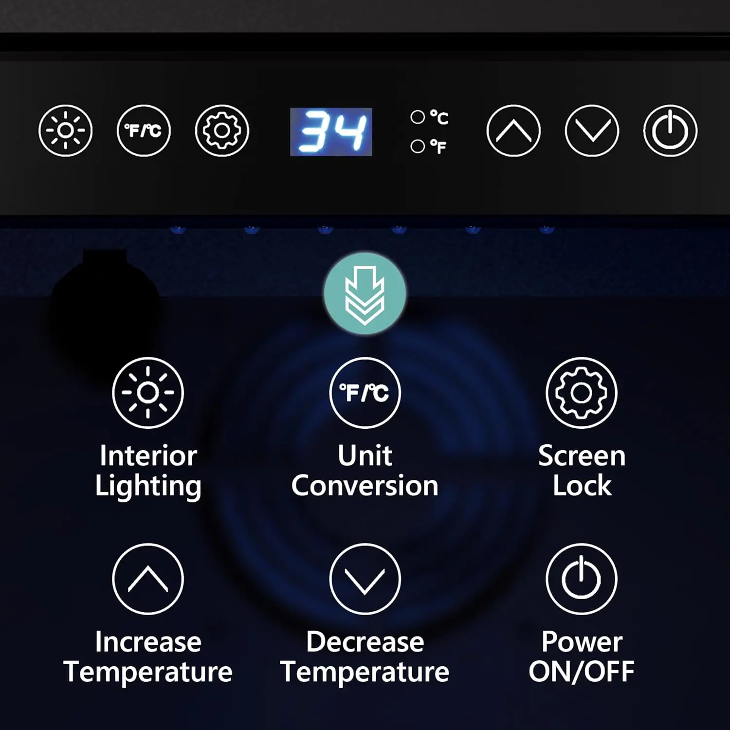 Under-counter Refrigerators, Single Zone Wine Fridge, Wine Refrigerator Digital Temperature Control, Freestanding 4