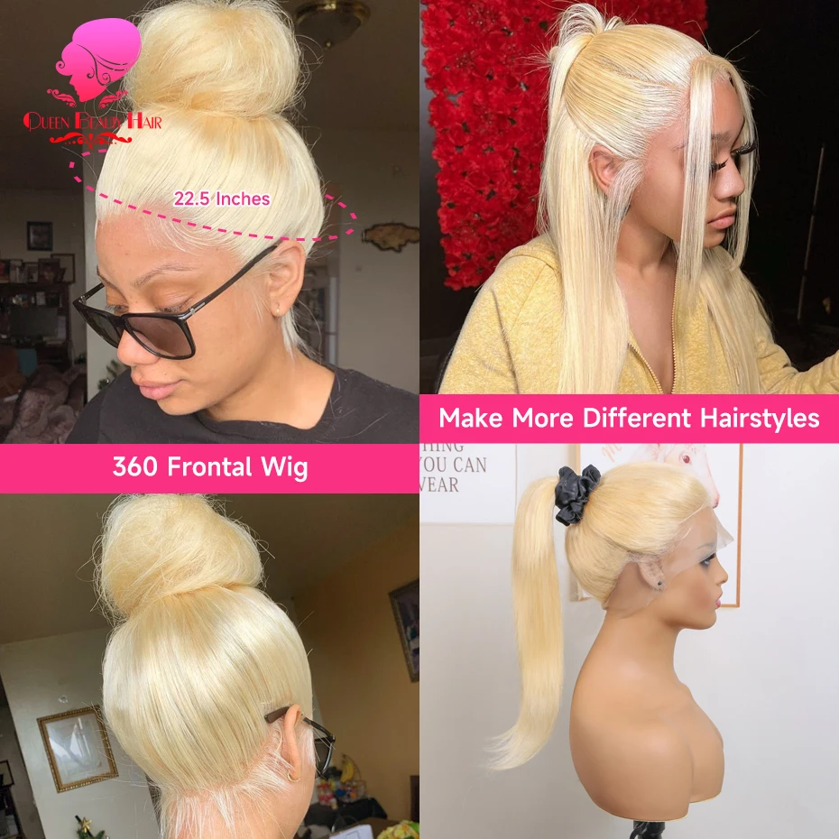 210 Density 613 Transparent 360 Full Lace Human Hair Wig Bone Straight Pre Plucked 13x6 Blonde Lace Front Wig Human Hair 30 Inch human hair wig