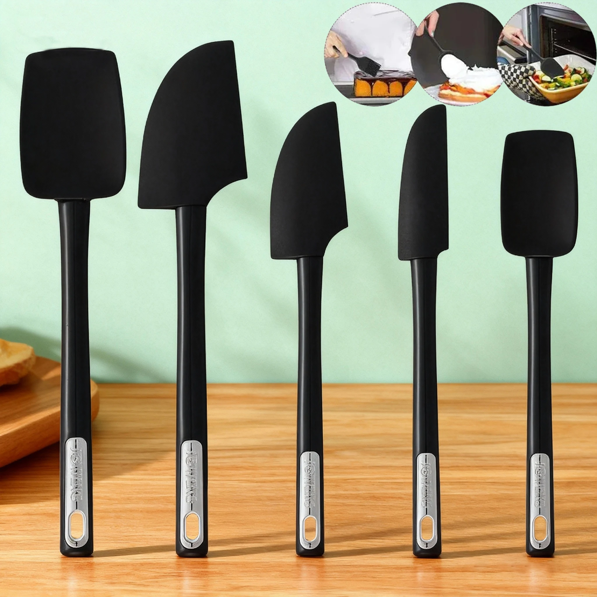 5-piece set of silicone spatula, non-stick cake cream spatula, kitchen cooking pastry spatula, kitchen baking accessory tools 5-piece set of silicone spatula, non-stick cake cream spatula, kitchen cooking pastry spatula, kitchen baking accessory tools