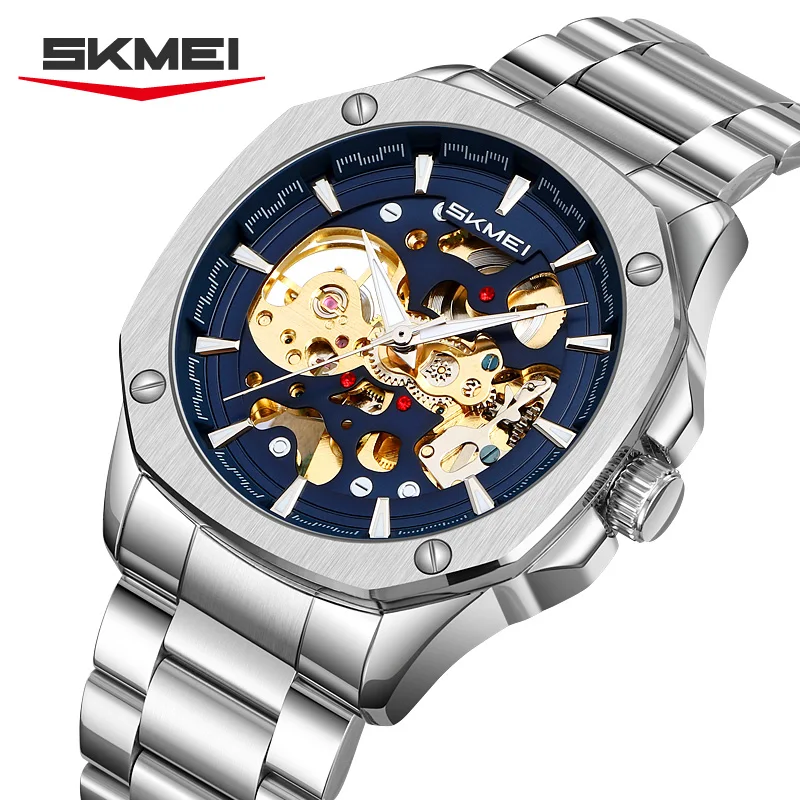 SKMEI 9378 Fashion Retro Men's Automatic Mechanical Watch Hollow Skeleton Dial Waterproof Luxury Business Watch Reloj Hombre - 2