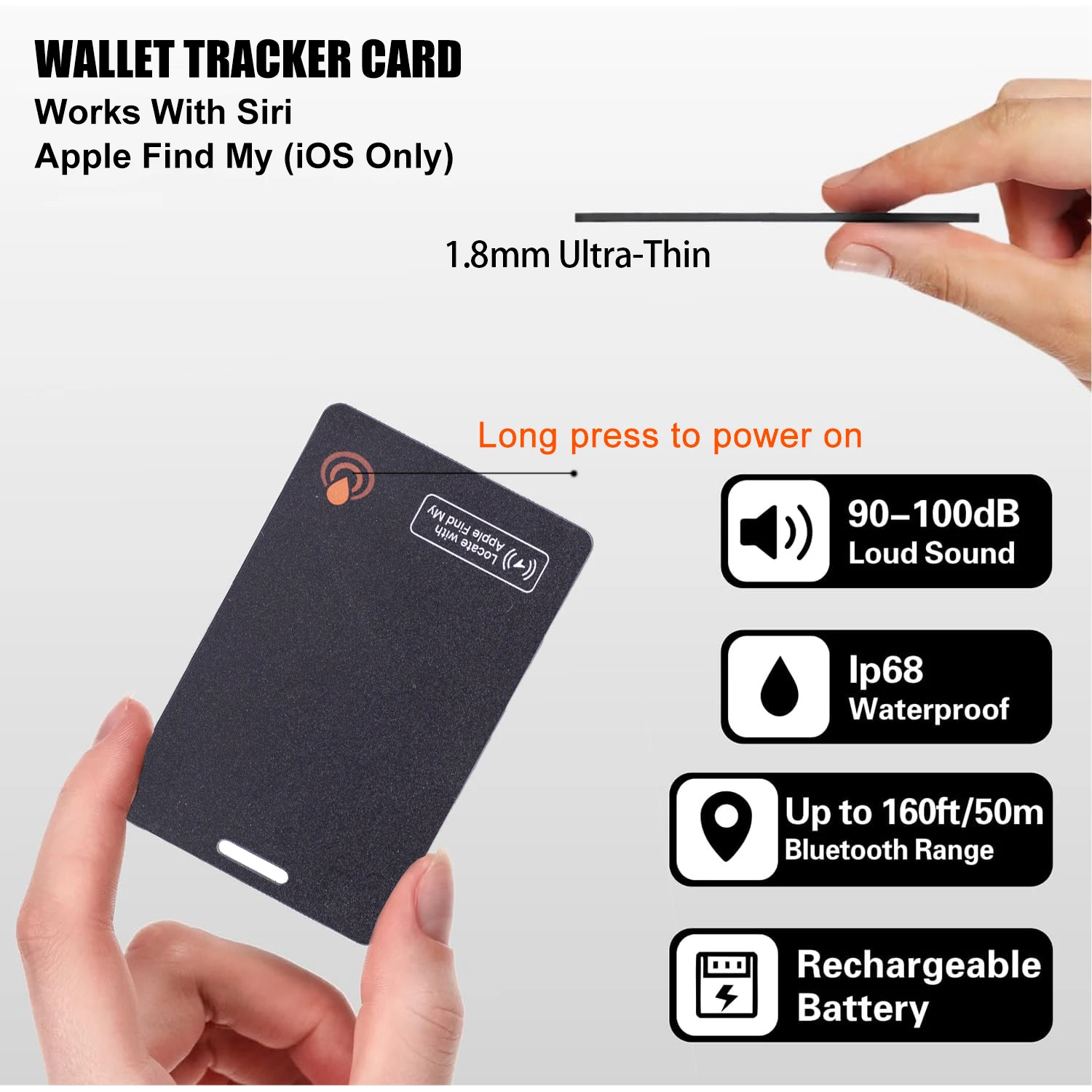 Slim Bluetooth Item Finder Tracker Wallet Tracking Card Compatible with Find My iOS Only IP68 Waterproof gps locator key finder anti lost tracker anti lose tracker item locator anti lost locator key chain locator For Luggage Suitcase