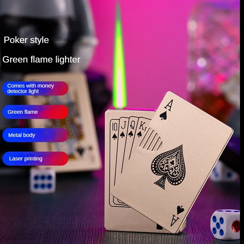 

New Cigarette Lighter Poker Lighter Smoking Accessories Butane Gas Lighters Creative Windproof Outdoor Torch Lighter Men's Gift