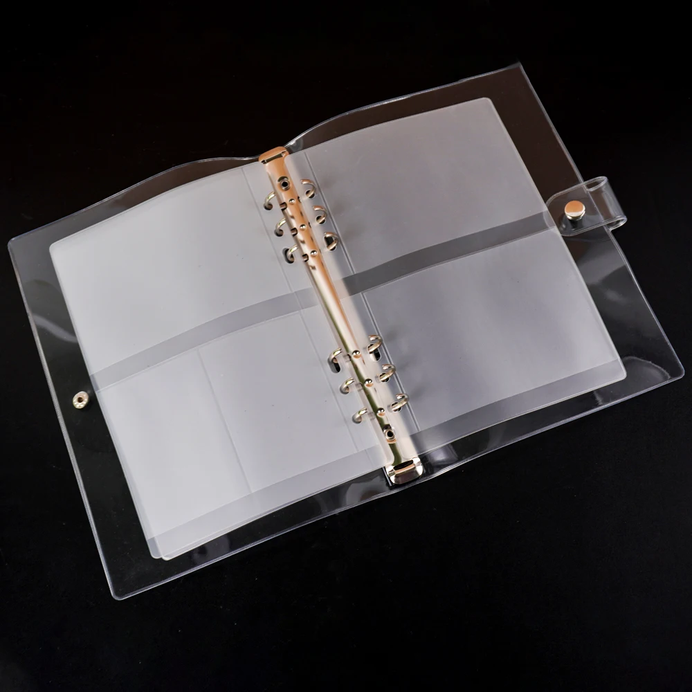 A5 6-Hole Strap Storage Clip And Storage Bag Scrapbook Cutting Die Organizing Sticker Stamp Transparent Bag