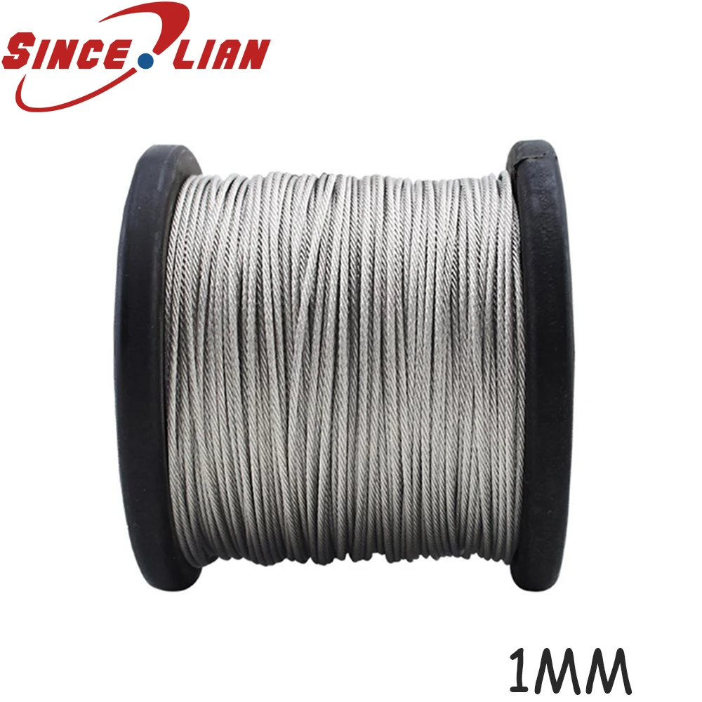 100M/Roll High Tensile 1mm Stainless Steel Wire Rope 7X7 Structure