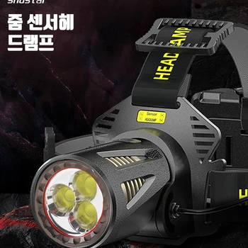 XHP360 고출력 낚시 헤드램프 충전식 조명 헤드라이트, 캠핑 하이킹 LED 손전등, 파워 뱅크로 사용 가능