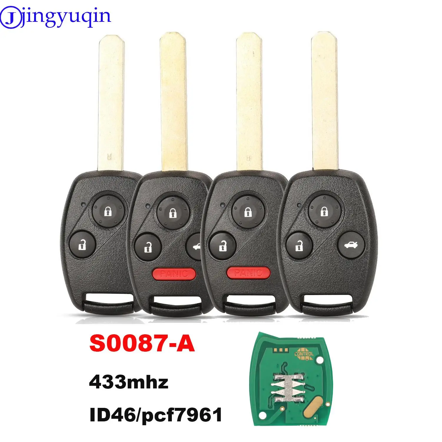 jingyuqin 315/433MHz ID46Chip N5F-S0084A S0087-A Remote Car Key Fob for Honda Civic Coupe Sedan Odyssey